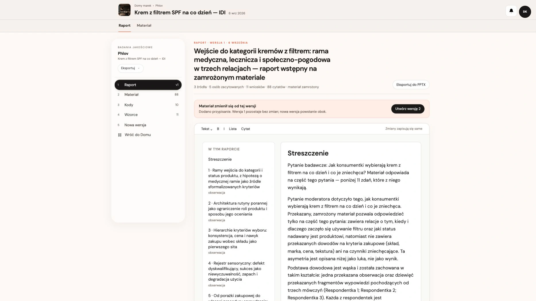 Raport · wersja, źródła i zakres badania